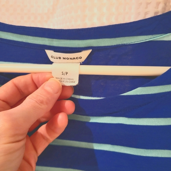 Club Monaco knit, breton stripe, split hem summer t-shirt - Picture 4 of 4